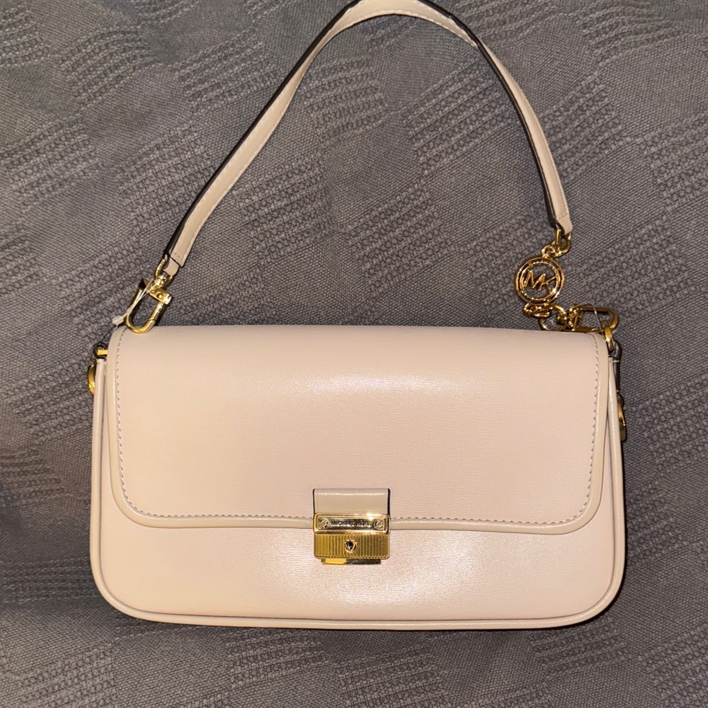 Michael Kors Cream Shoulder Bag with Gold Accents